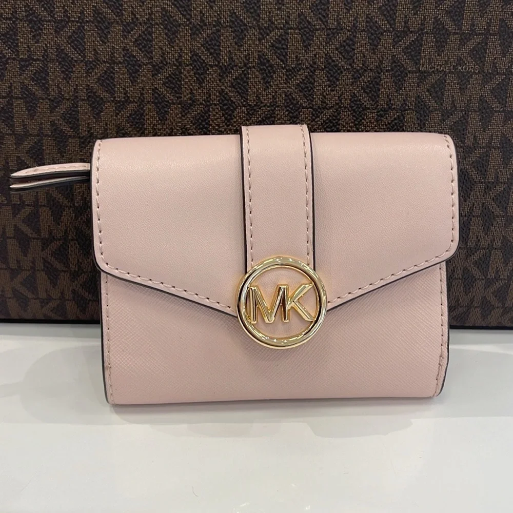 MICHAEL KORS Carmen Medium Faux Leather Wallet Powder Blush  NWT